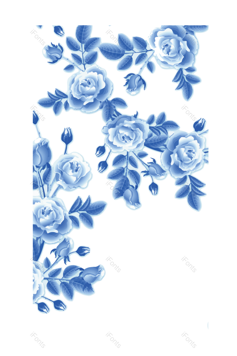 中国风图片,蓝色元素,花卉PNG,蓝色花纹免抠素材